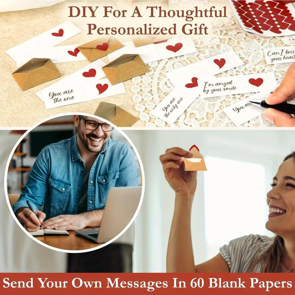 DIY Love Notes Box – 30/60 Blank Mini Cards & Envelopes DIY Note Card Set QXL