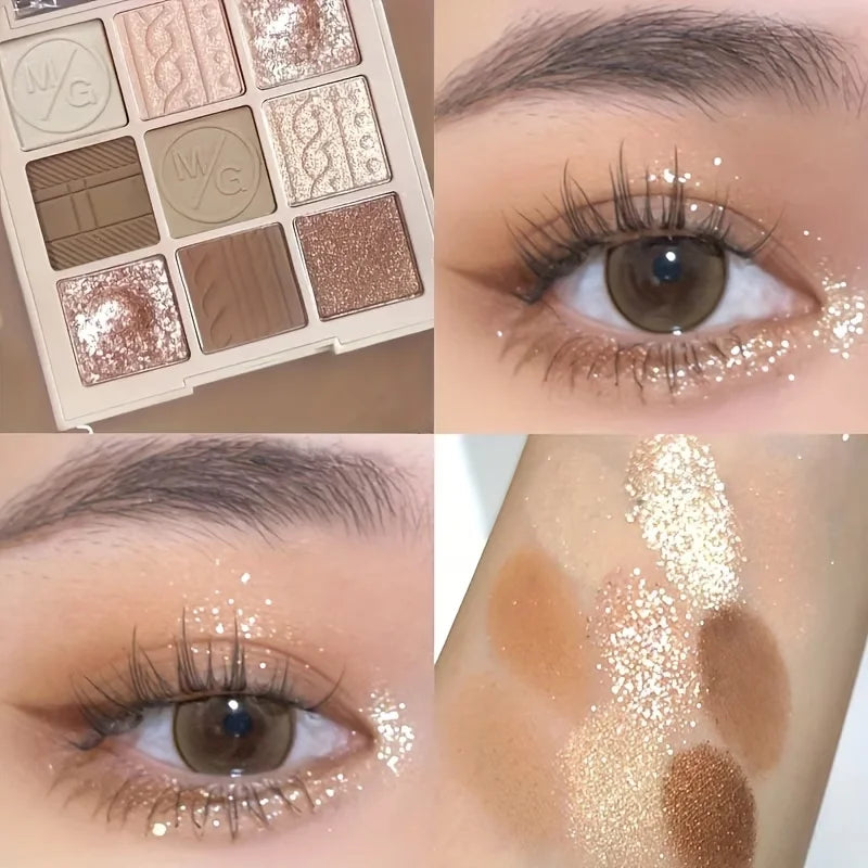 9-Color Earth Tone Eyeshadow Palette | Matte & Pearlescent Eyeshadow Palette QXL