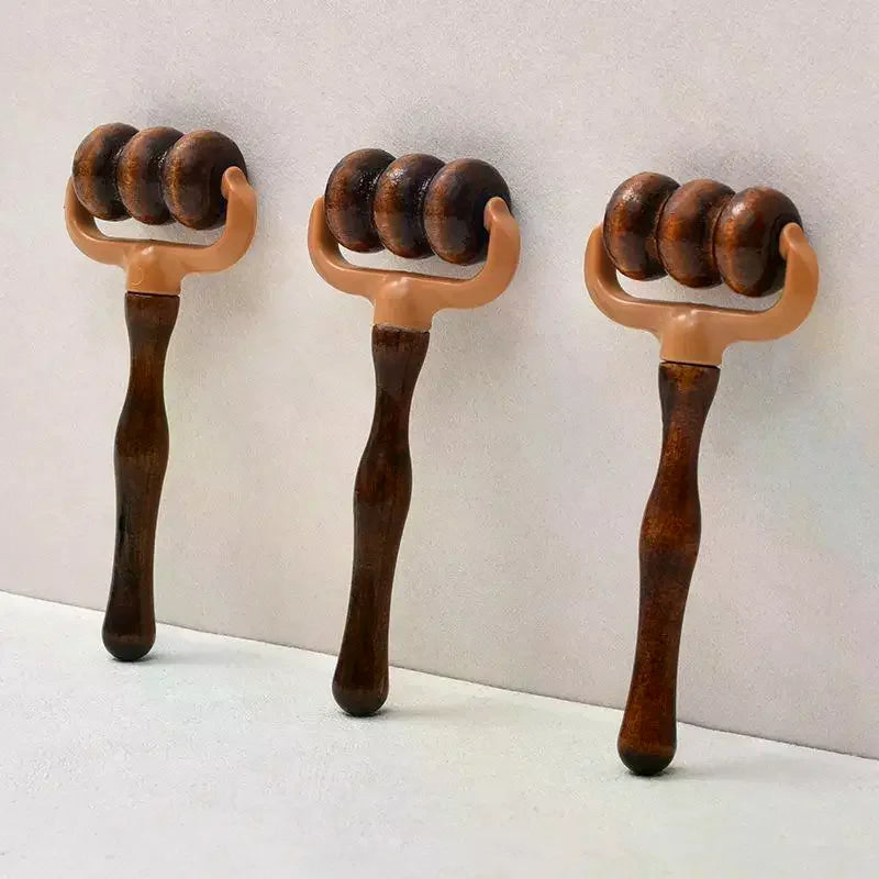 Wooden Handheld Massage Roller – Neck, Shoulders & Head Handheld Massage Roller QXL