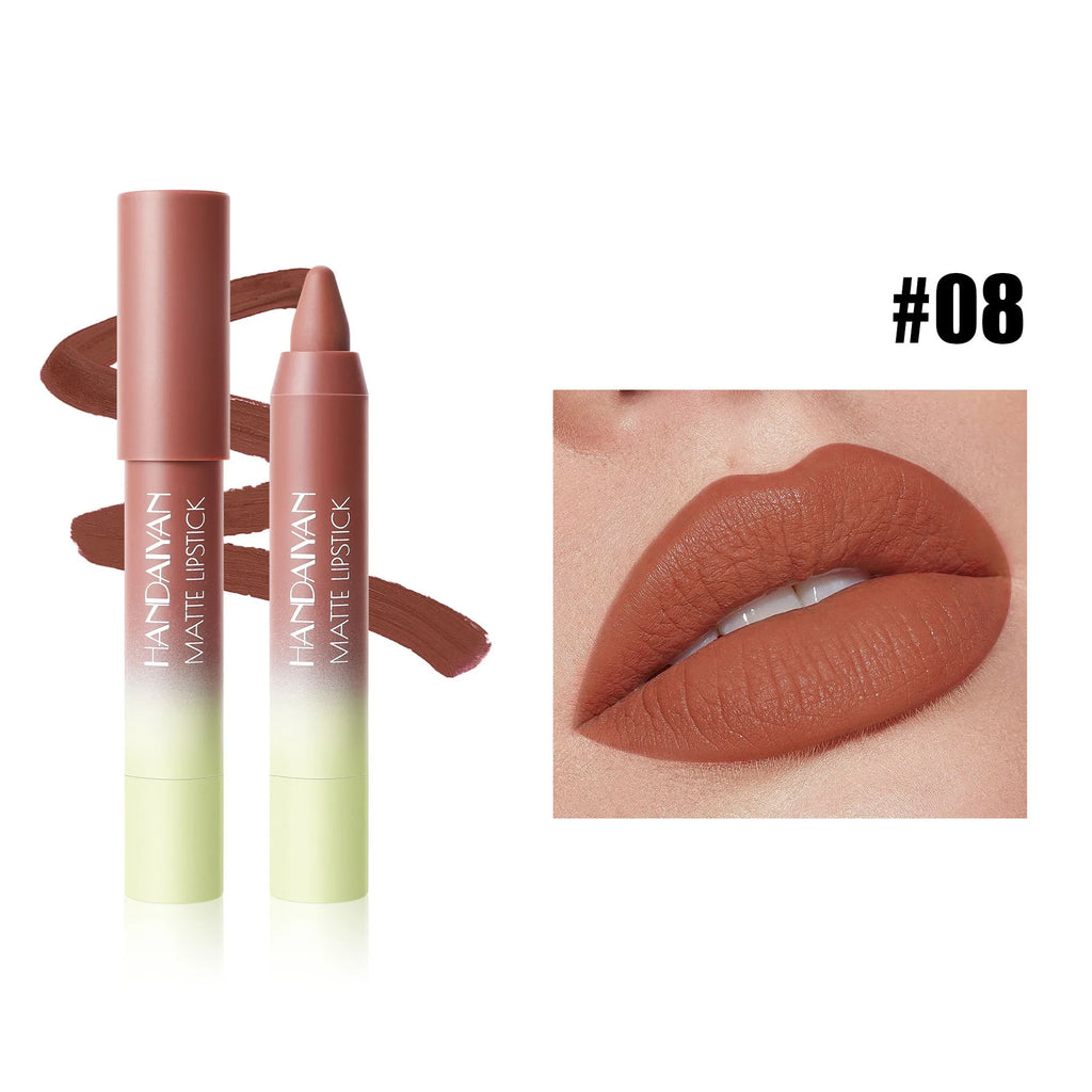 Handaiyan Matte Velvet Lip Crayon – 8 Colors Waterproof Liner Matte Lip Crayon QXL 08