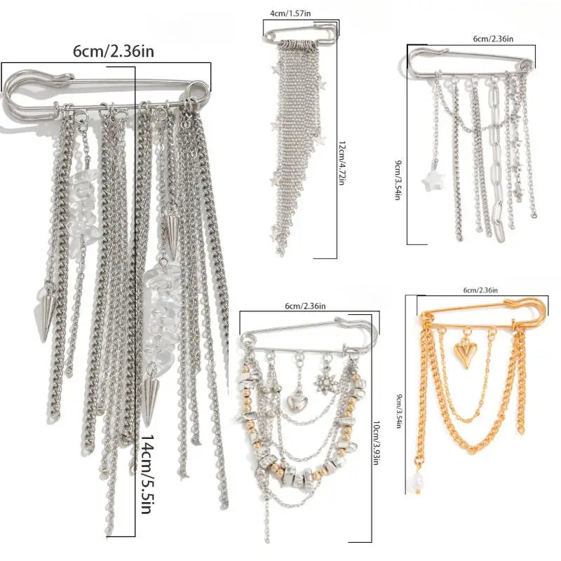 Women's Tassel Brooch Pin | Zinc Alloy Waist Buckle Clasp Tassel Brooch Pin QXL