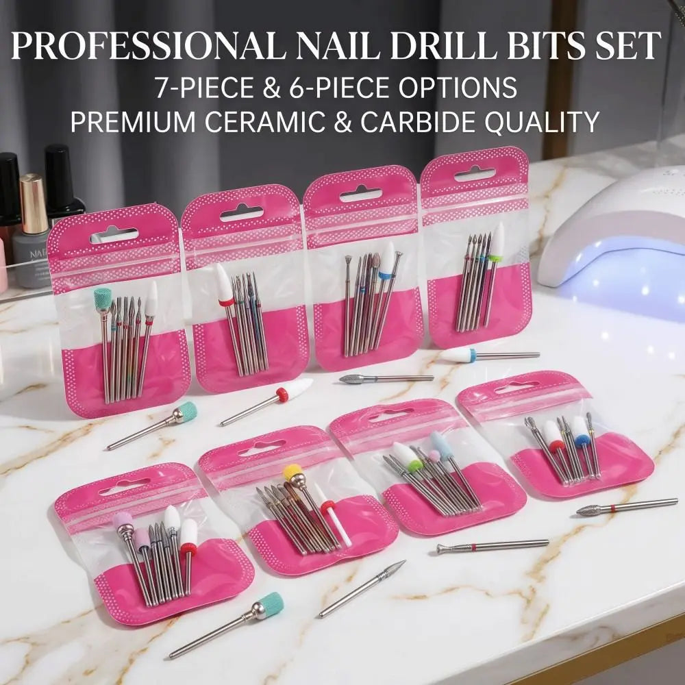 7-Piece Nail Drill Bit Set | Ceramic Diamond & Alloy Bits Nail Drill Bit Set QXL