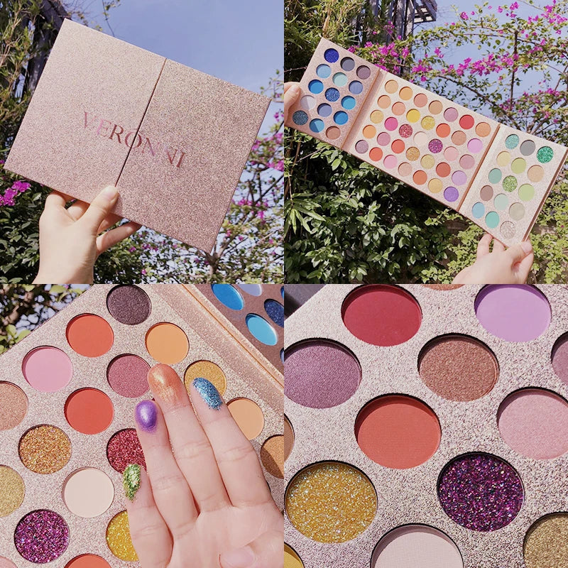 VERONNI 65-Color Eyeshadow Palette – Shimmer, Matte & Glitter Eyeshadow Palette QXL