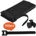 200-Pack Reusable Hook & Loop Cable Ties 8"×0.5" | Black Reusable Cable Ties QXL 200pcs