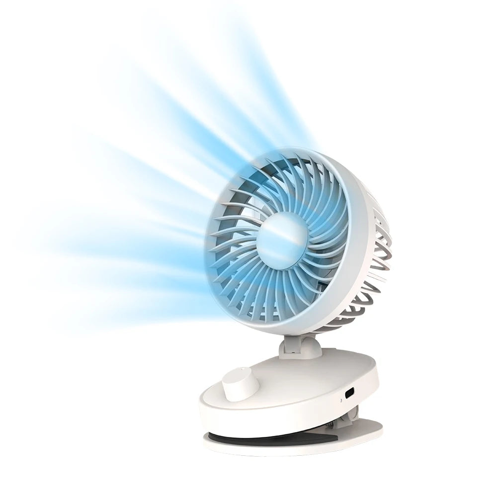 Portable Clip-On USB Rechargeable Fan | Office & Travel Clip-On USB Fan QXL White