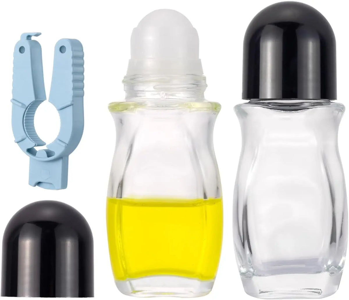 2-Pack 50ml Gradient Red Glass Roller Bottles + Opener Glass Roller Bottles QXL 30ML black