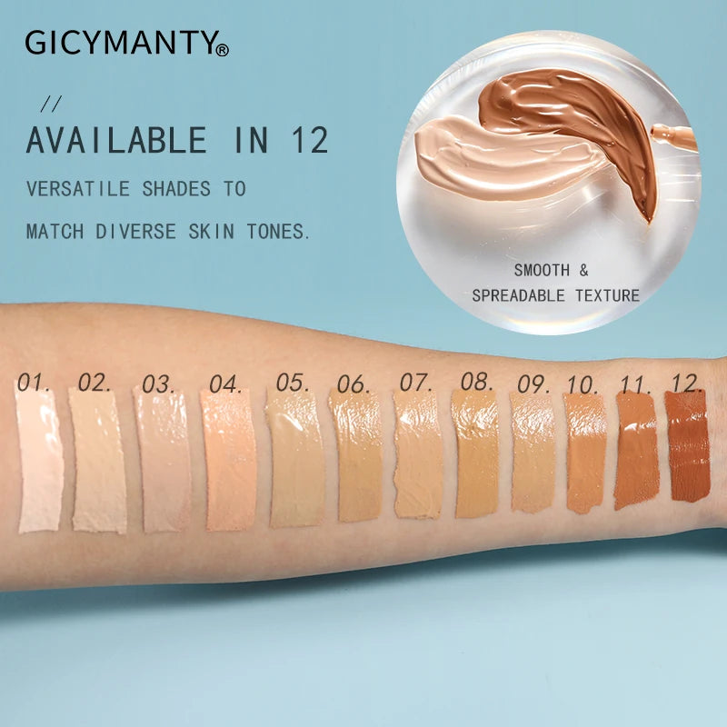 GICYMANTY Soft Focus Liquid Foundation | 12 Shades, Matte Liquid Foundation QXL
