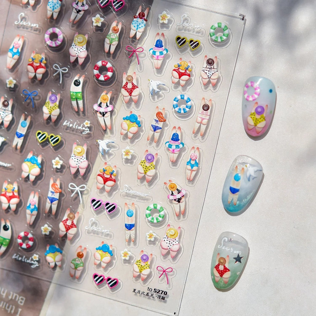 5D Nail Art Stickers – Cute Animal & Fun Design Decals Nail Art Stickers QXL to5270