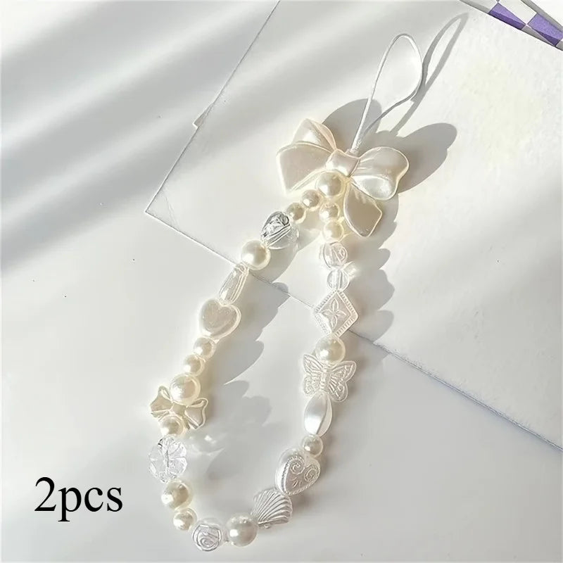 2-Pack White Butterfly Heart Wrist Lanyard | ID Badge & Key Strap Wrist Lanyard QXL 2pcs