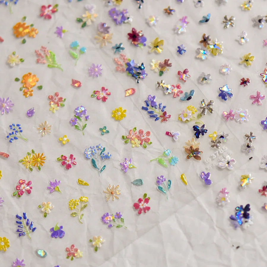 5D Wildflower Nail Art Stickers | Floral Transfer Decals Nail Art Stickers QXL