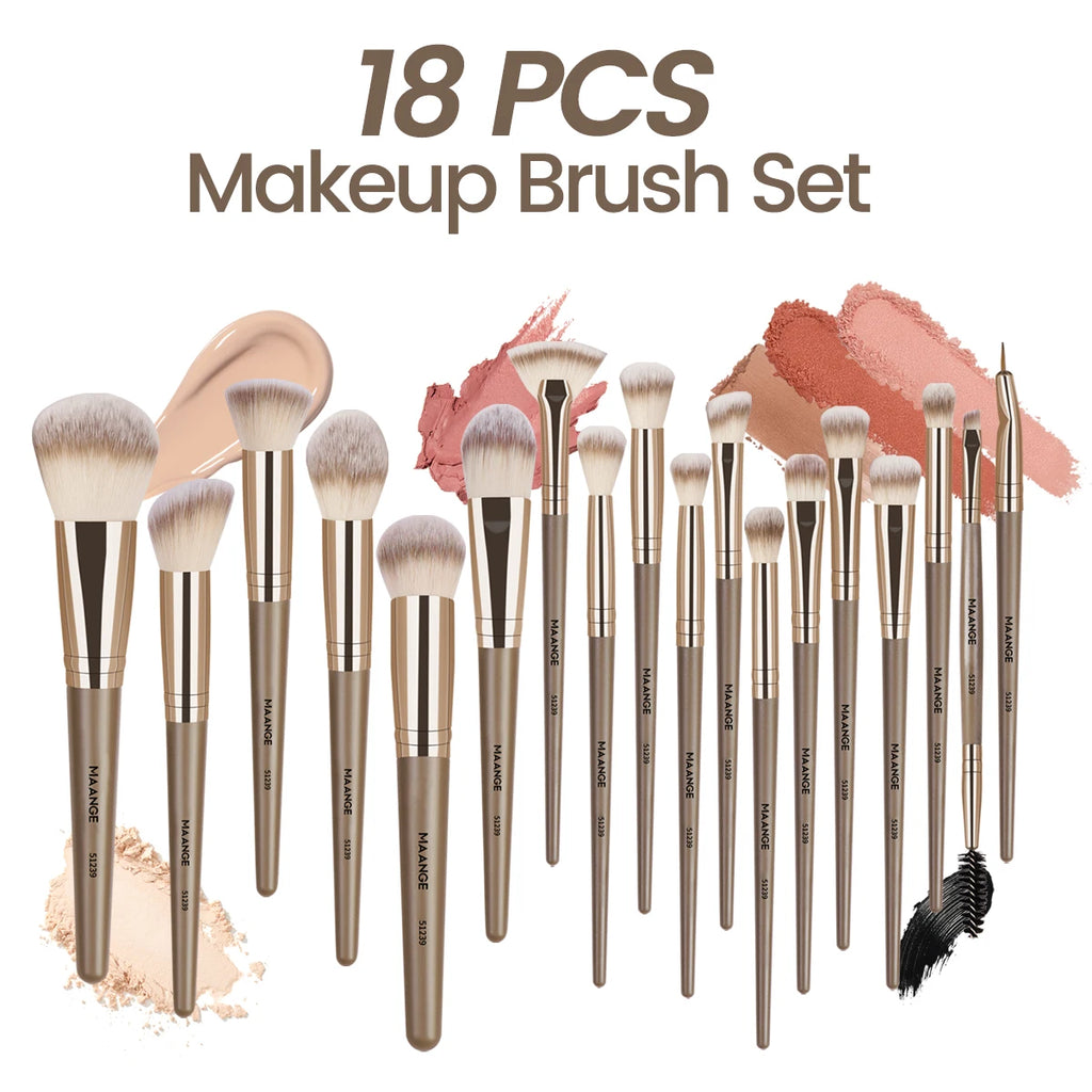 MAANGE 18-Pc Makeup Brush Set | Gift Box & Storage Case Makeup Brush Set QXL