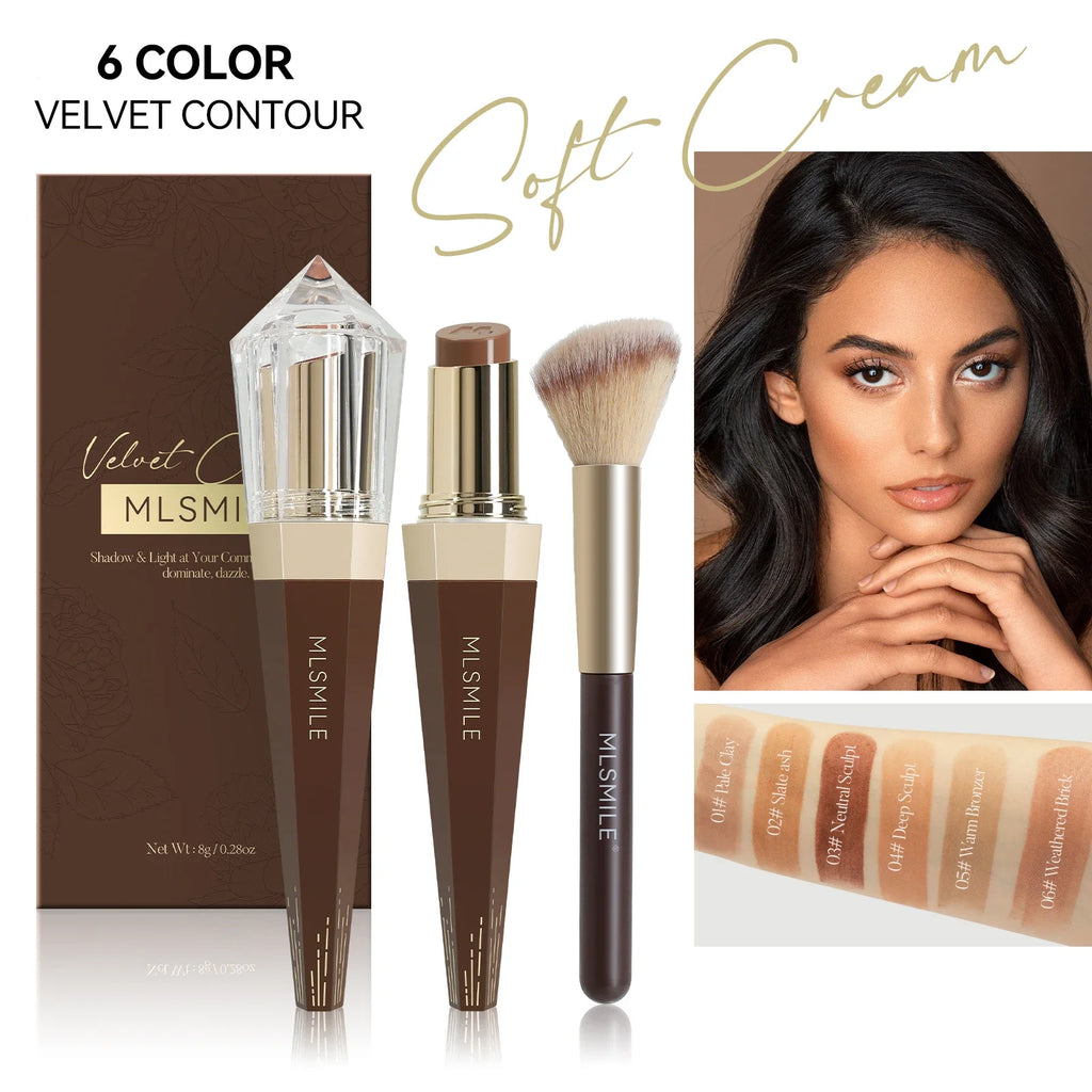 Velvet Cream Contour Stick & Brush | Waterproof, All Skin Tones Cream Contour Stick QXL