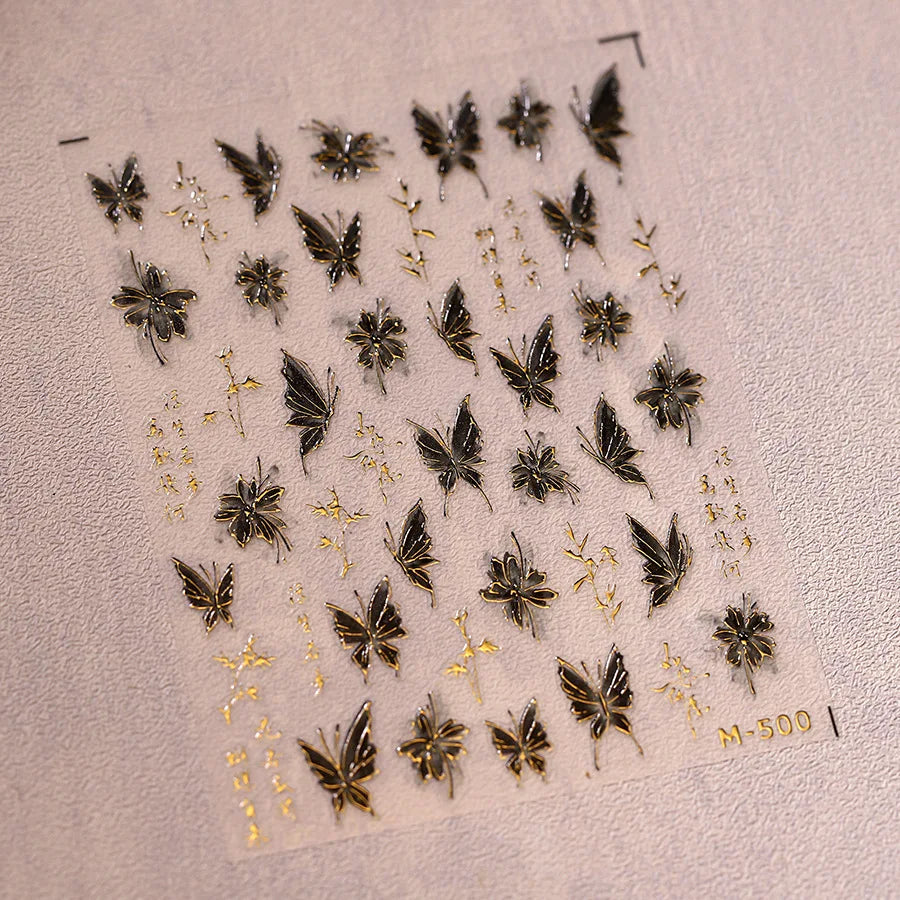 5D Embossed Nail Art Stickers – Butterfly & Bubble Fish Nail Art Stickers QXL M-500