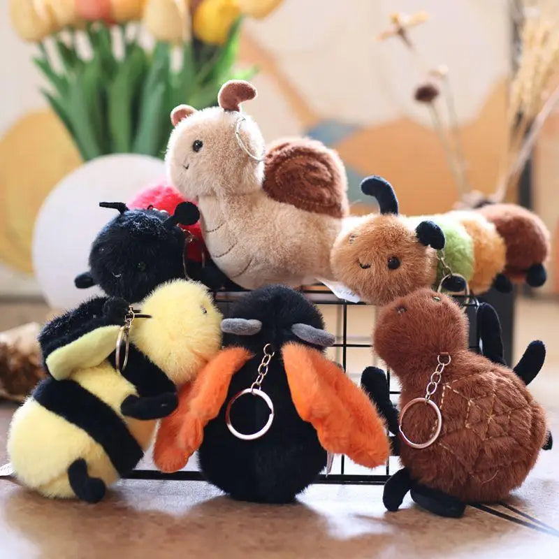 Snail & Bee Plush Keychain | Cute Stuffed Insect Bag Charm Plush Keychain QXL