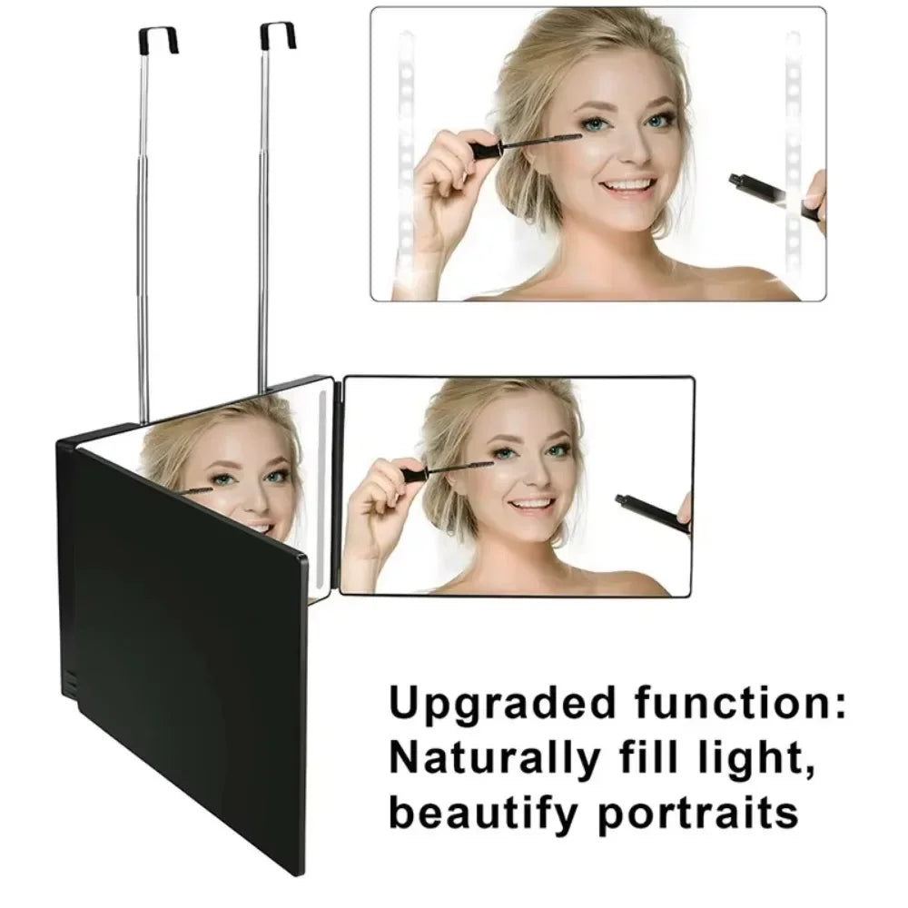 LED Trifold 3-Way Mirror with Lights | Adjustable Height LED Vanity Mirror QXL