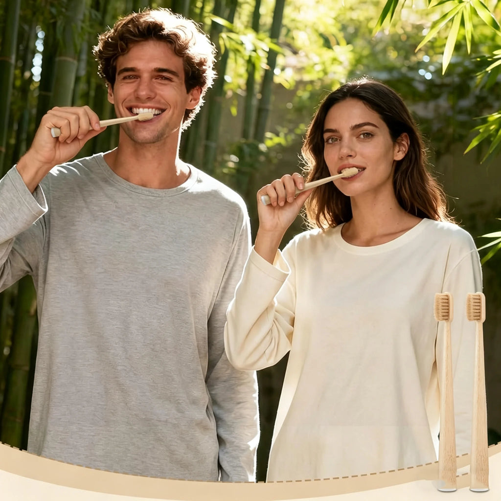 Bamboo Boar Bristle Toothbrush 5-Pack | Eco Compostable Bamboo Toothbrush QXL