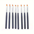 8-Piece Nail Art Brush Set | Gradient, Petal & Smudge Pens Nail Art Brush Set QXL Black