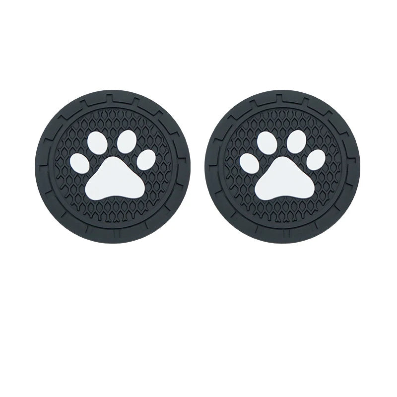 2-Pack Paw Print Silicone Car Cup Holder Coasters | Anti-Slip Car Cup Holder Coaster QXL