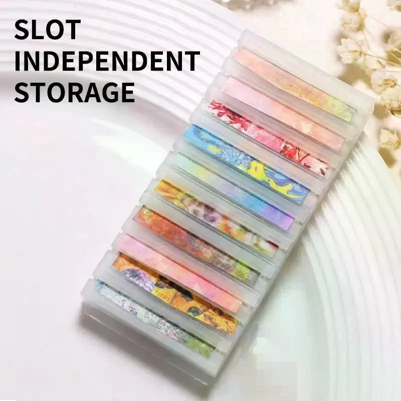 10-Grid Nail Transfer Paper & Foil Organizer Storage Box Nail Art Organizer QXL