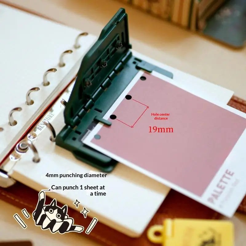Portable 3-Hole Punch M5/A6 Loose Leaf Binder – 4mm Card Portable Hole Punch QXL