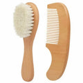 Newborn Baby Hair Brush & Comb Set | Soft Wool Wooden Baby Hair Brush Set QXL B125 Wood-2pcs