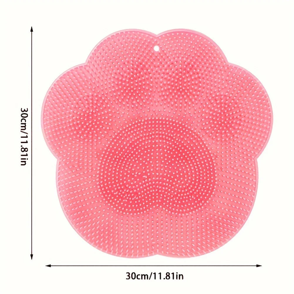 Silicone Foot Scrubber Mat with Suction Cups | Shower Exfoliator Foot Scrubber Mat QXL pink