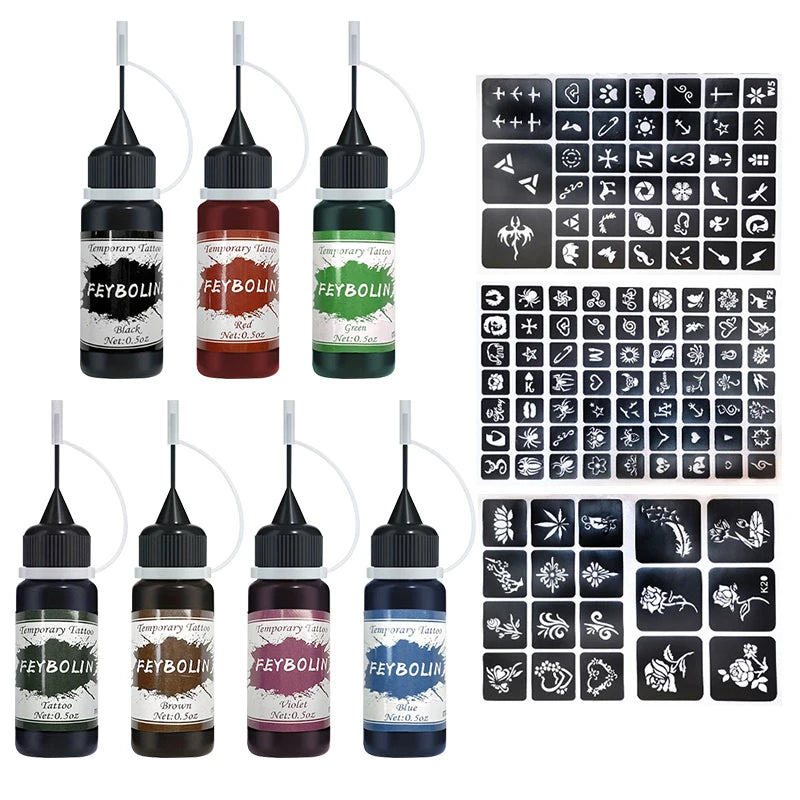 Temporary Tattoo Ink Gel Kit – 4-Pc Freehand Body Paint Temporary Tattoo Kit QXL