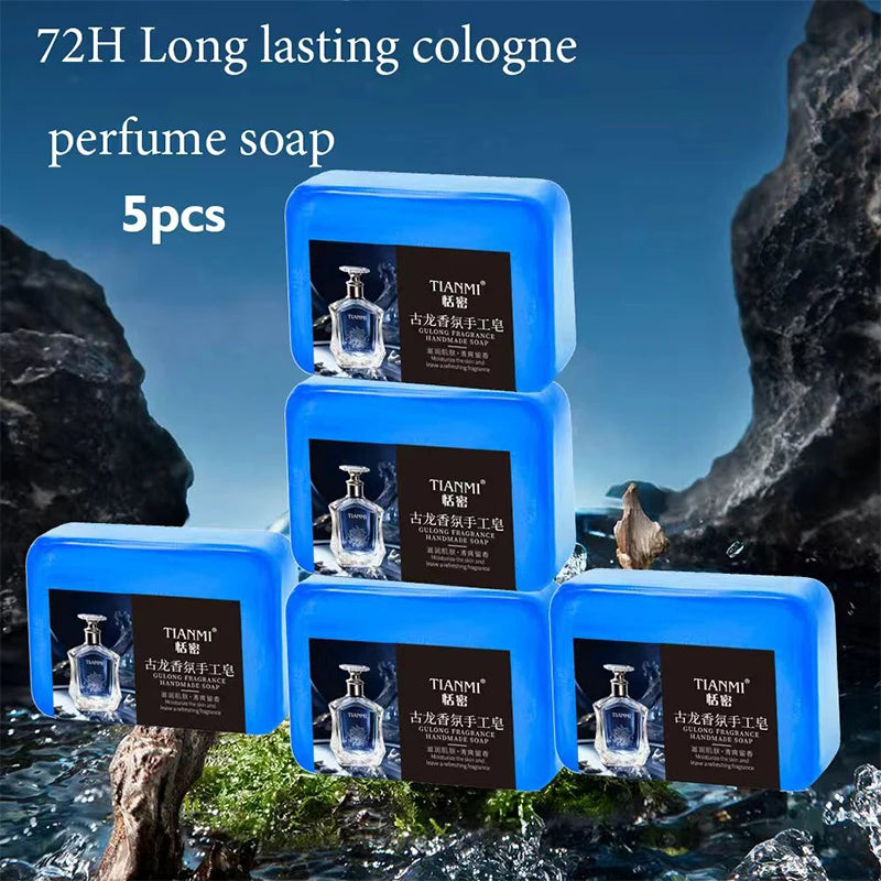 5-Pack Men's Gurong 3-in-1 Handmade Bar Soap – Face, Hair & Body Men's Bar Soap Set QXL Blue 350G