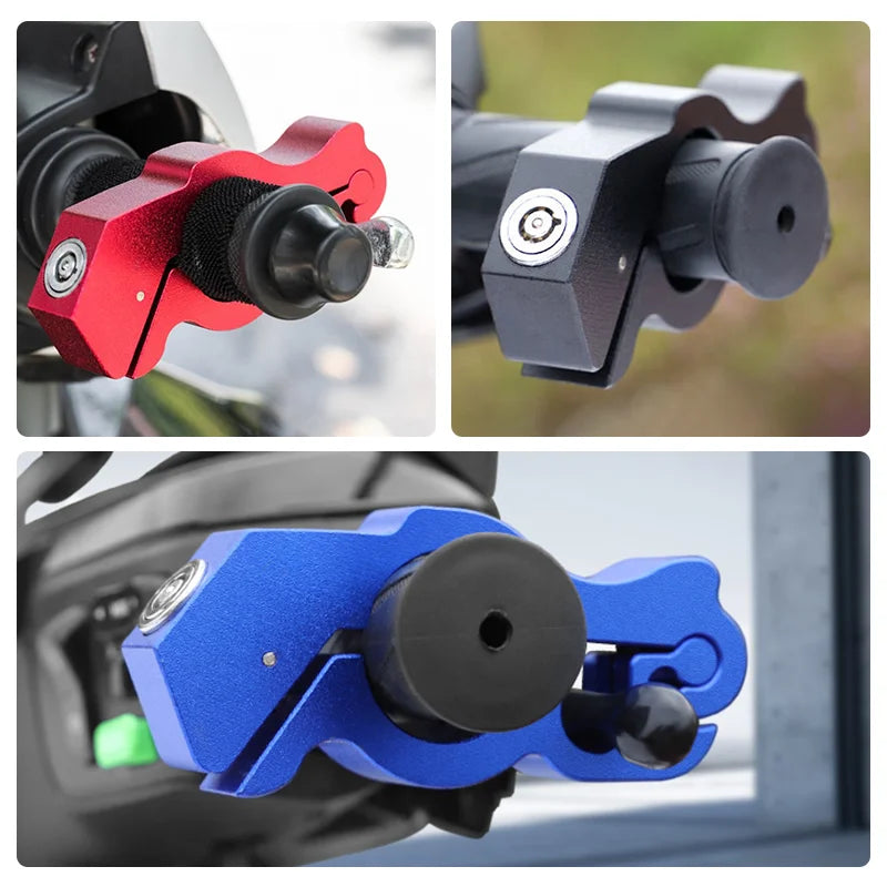 CNC Aluminium Motorbike Handlebar Grip Lock | Anti-Theft + Keys Motorcycle Security Lock QXL