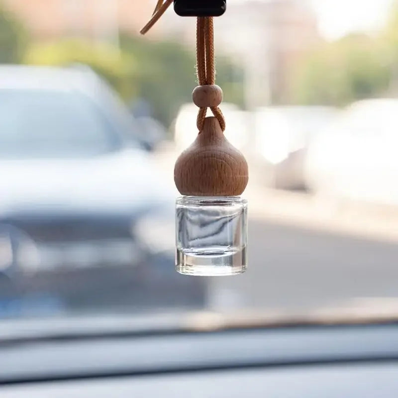 Refillable Car Essential Oil Diffuser Bottle | Glass & Wood Cap Essential Oil Diffuser QXL