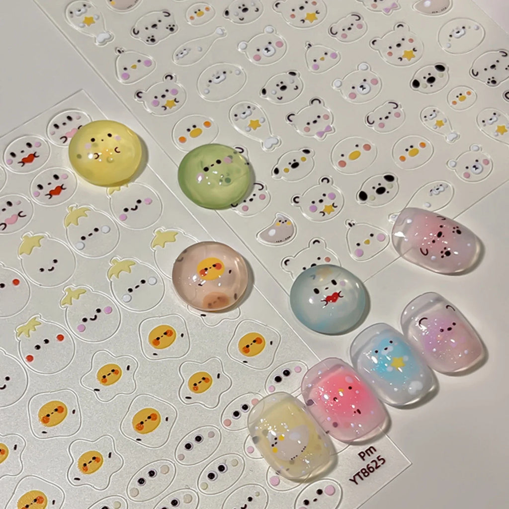 5D Cartoon Nail Stickers – Cute Bear Chick Seal Animal Decals Nail Art Stickers QXL