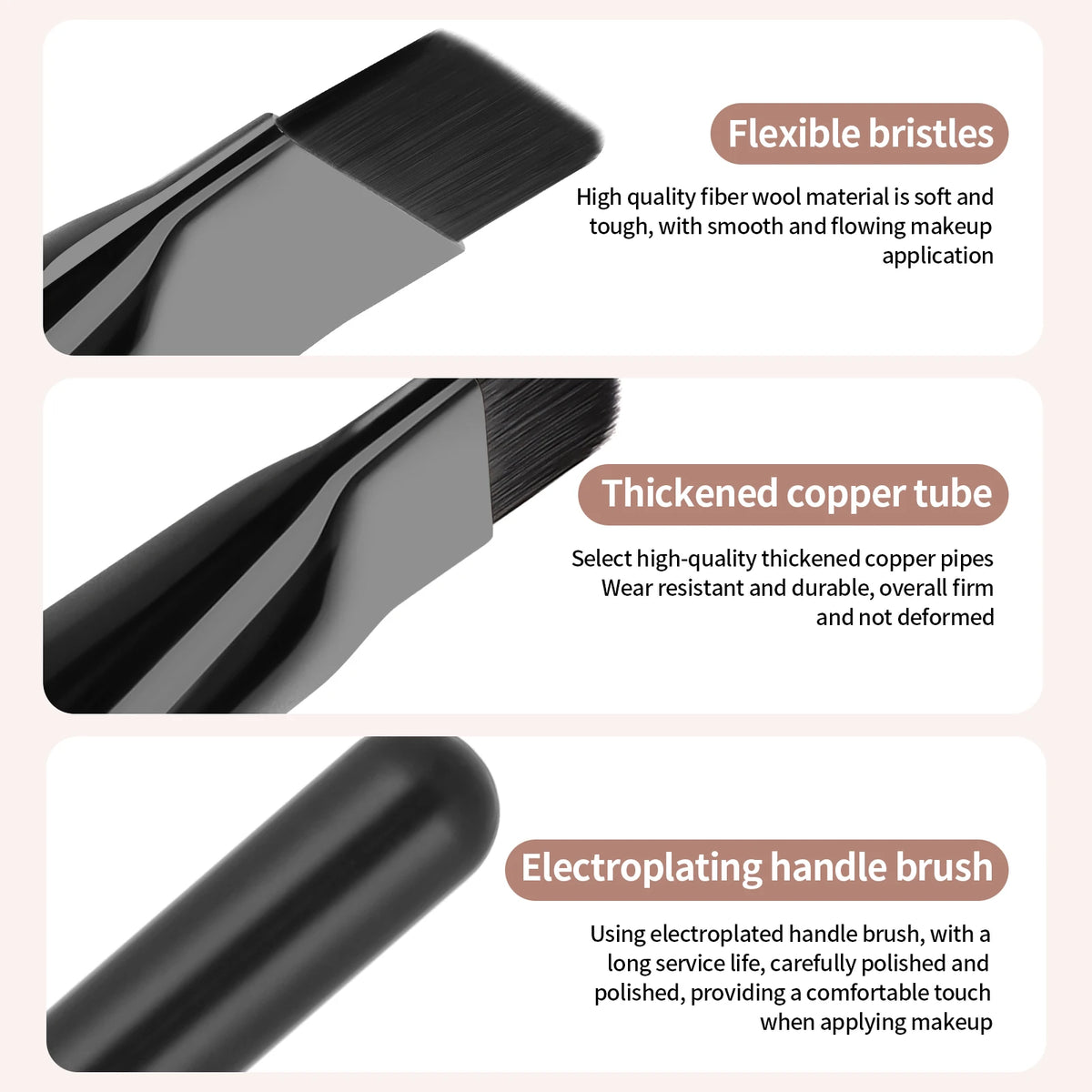 Flat Foundation Brush & Triangle Powder Puff Set | 2 Pc Makeup Brush Set QXL
