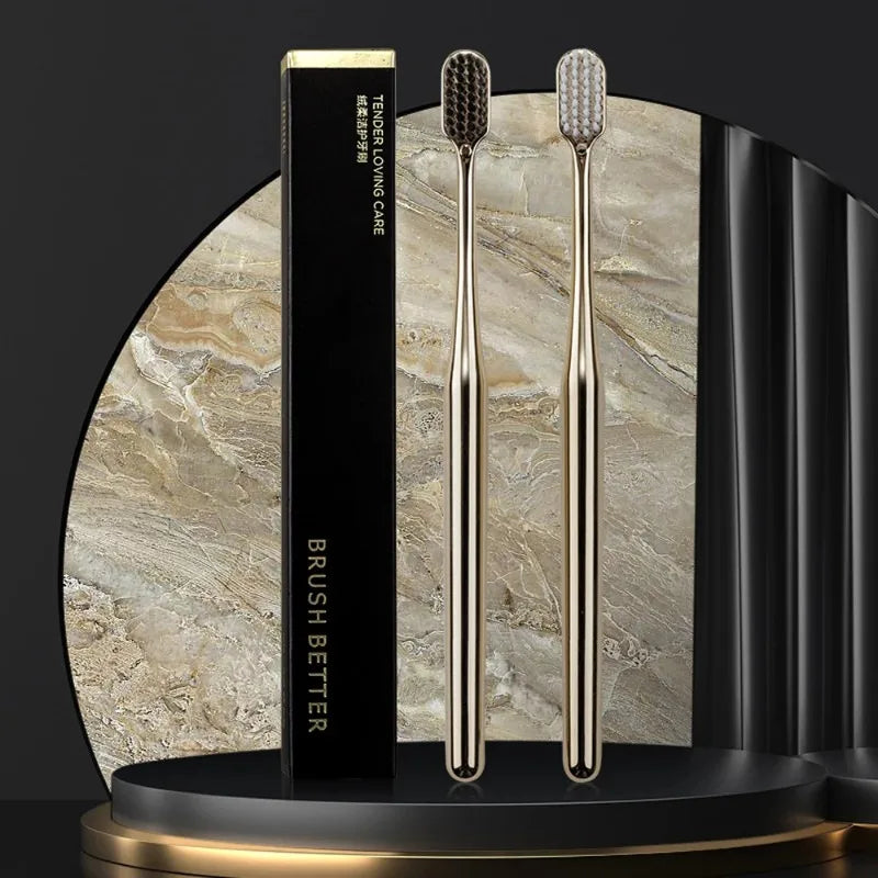 Luxury Gold-Plated Soft Toothbrush | Ultra-Fine PBT Bristles Luxury Toothbrush QXL