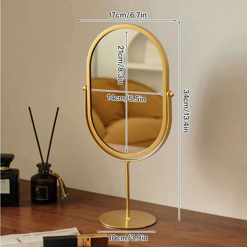 Oval Wrought Iron Makeup Mirror | Desktop Vanity Mirror Vanity Makeup Mirror QXL Type B Gold