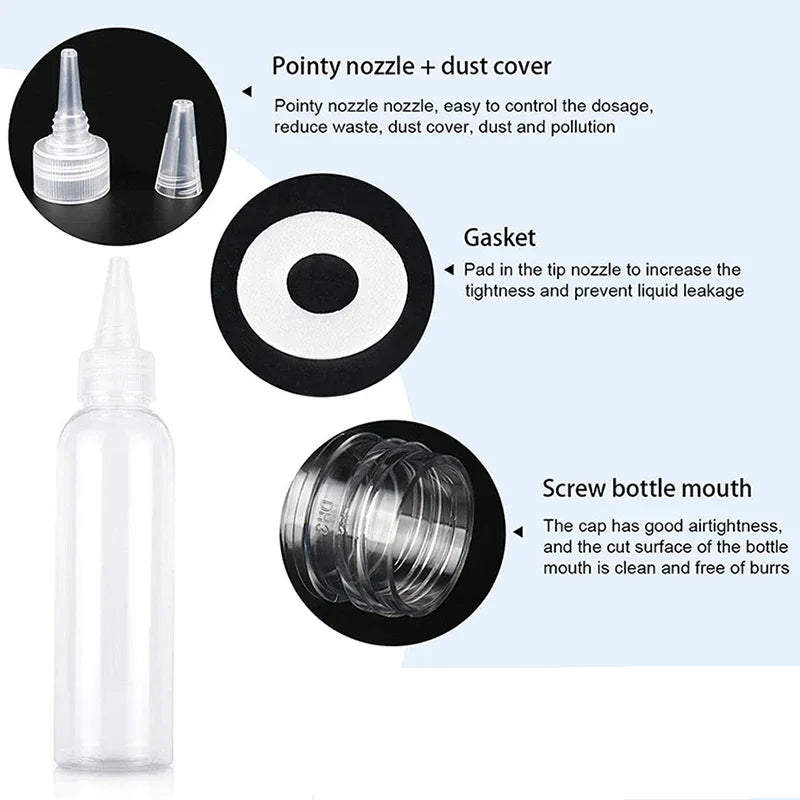 10-Pack Squeeze Needle Tip Bottles 10–120ml | Ink Glue Dye Squeeze Dispensing Bottles QXL