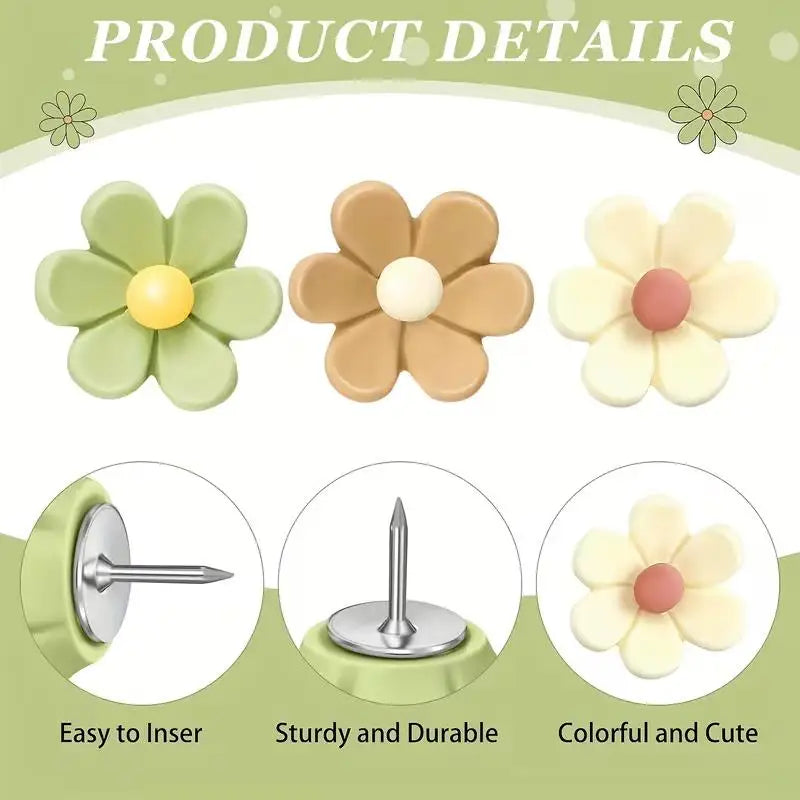 Floral Resin Push Pins | Decorative Thumbtacks 10/20-Pack Decorative Push Pins QXL