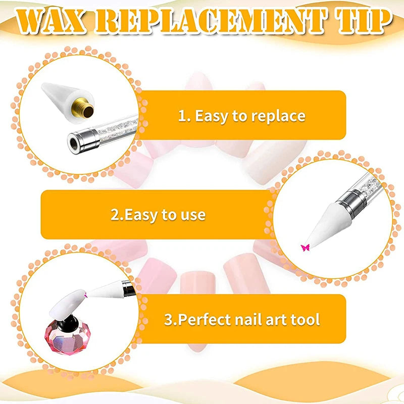 5-Pack Nail Dotting Wax Pens | Rhinestone & Gem Picker Tool Nail Dotting Tool QXL