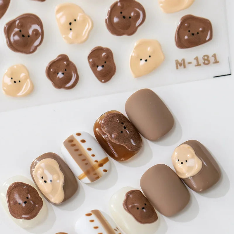 5D Butterfly & Bear Nail Stickers | 3D Self-Adhesive Decals Nail Art Stickers QXL