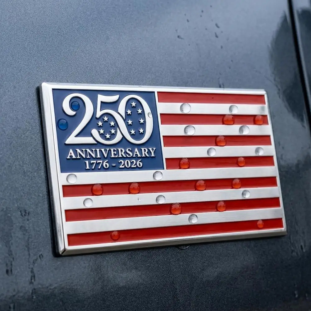 250th Anniversary 1776–2026 Patriotic Metal Flag Car Emblem Metal Car Emblem QXL