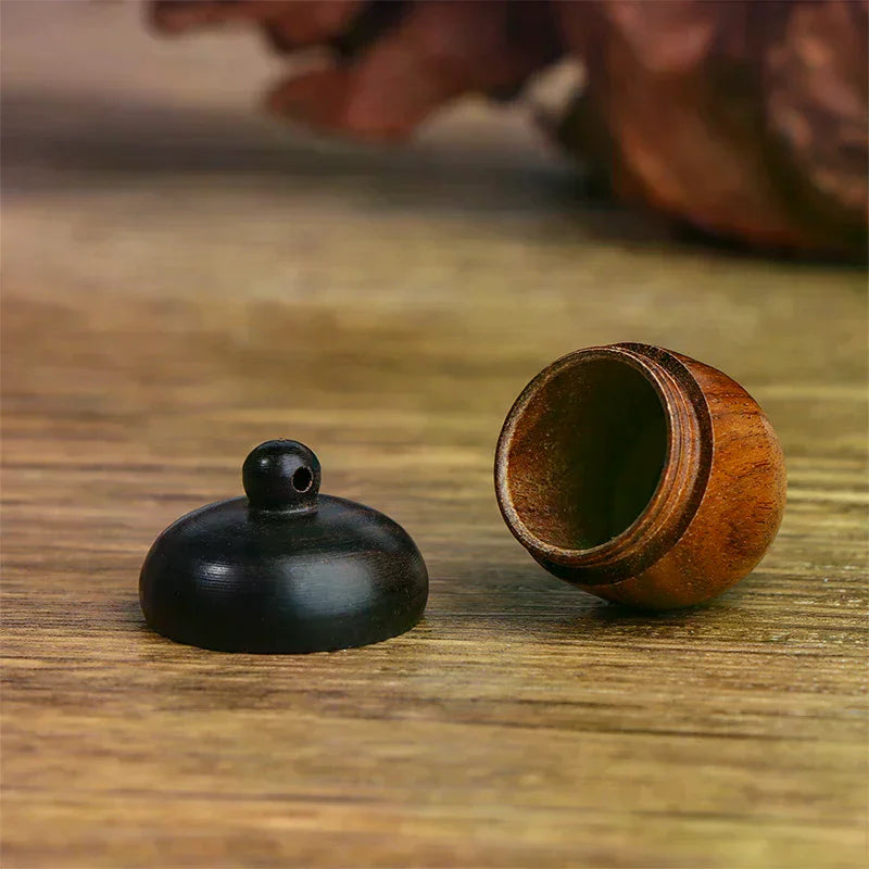 Mini Sandalwood Acorn Pill Box | Keychain Storage Case Pill Box QXL