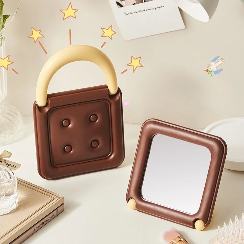 Chocolate Foldable Makeup Mirror | Portable Tabletop Magnifying Tabletop Makeup Mirror QXL Default Title