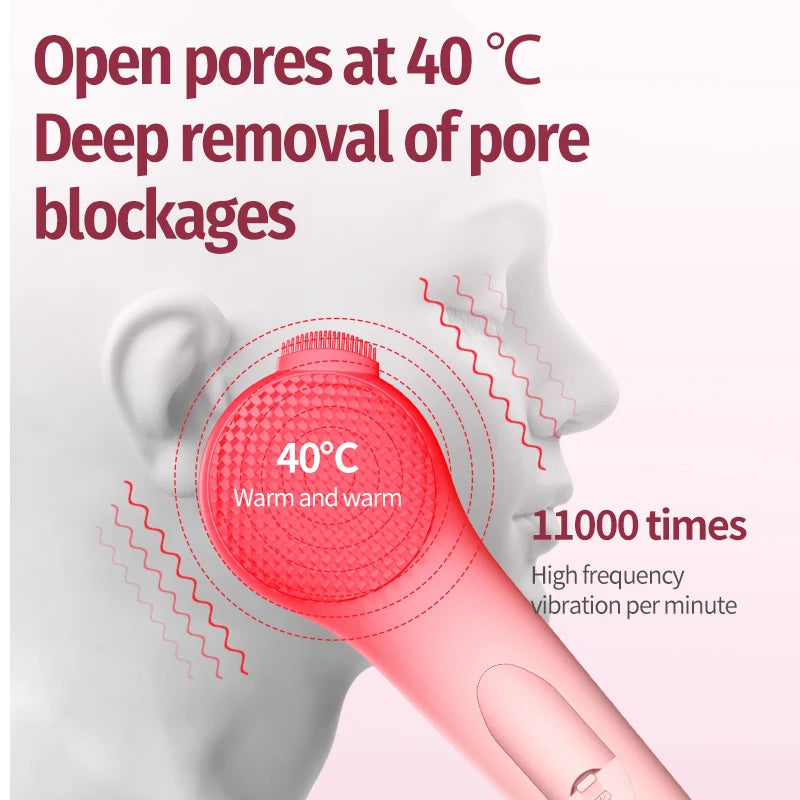 MOZHOU Electric Silicone Face Brush | Hot Compress & Vibration Facial Cleansing Brush QXL