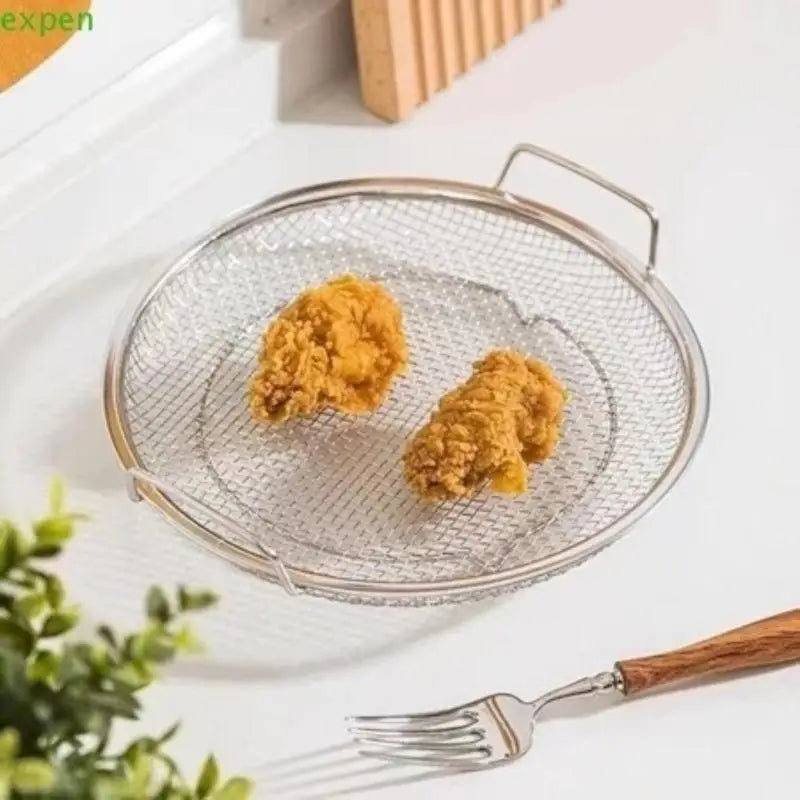 Stainless Steel Oil Strainer Mesh Sieve & Draining Tray Set Kitchen Strainer Set QXL
