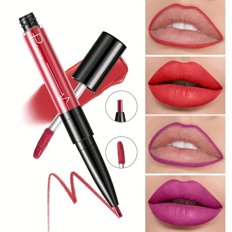 Double-Ended Lipstick & Lip Liner | Soft Matte Long-Lasting Lip Liner & Lipstick QXL