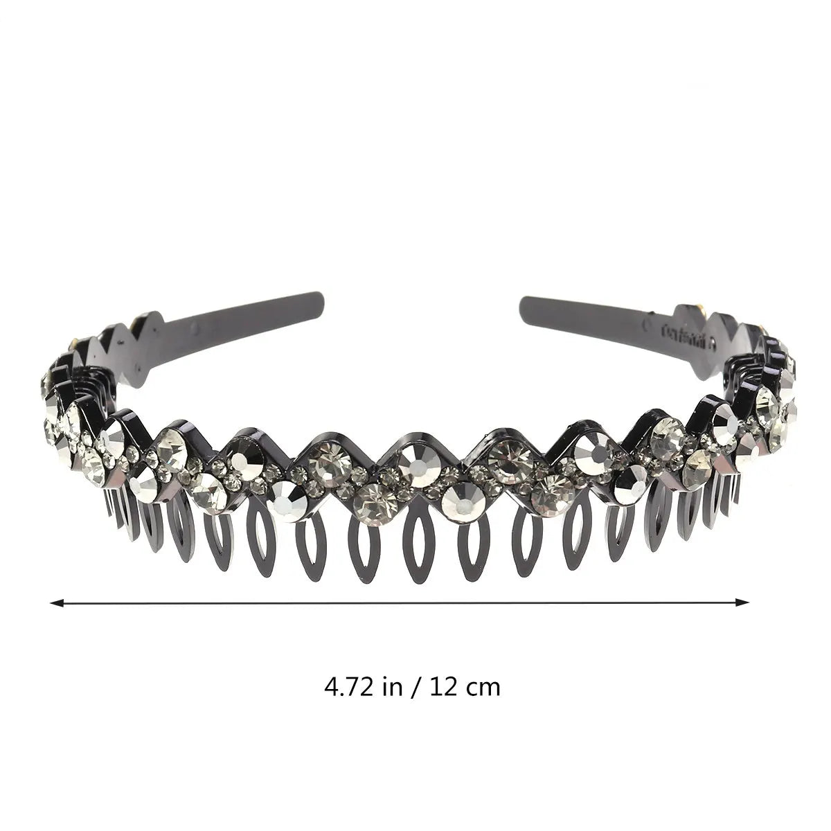 Crystal Rhinestone Toothed Headband | Party Hair Hoop Grey Black Rhinestone Headband QXL