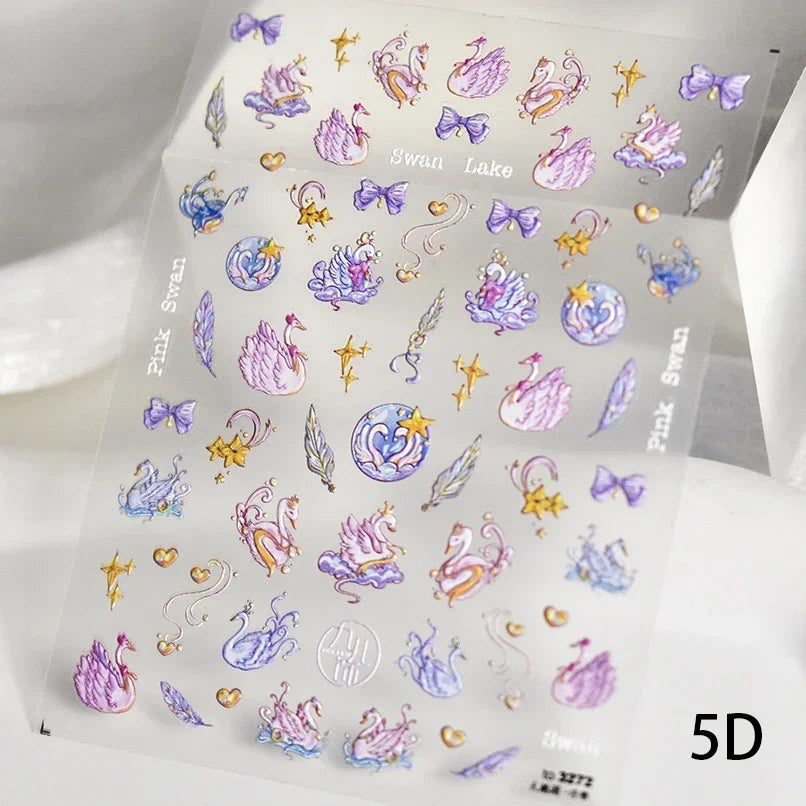 5D Nail Art Stickers – Angel Wings, Feather & Pearl Decals Nail Art Stickers QXL