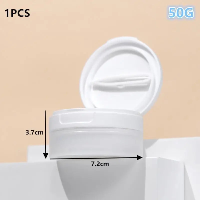 Refillable Travel Cosmetic Jar 50/120g – Flip Cover & Spoon Cosmetic Storage Jar QXL 50G