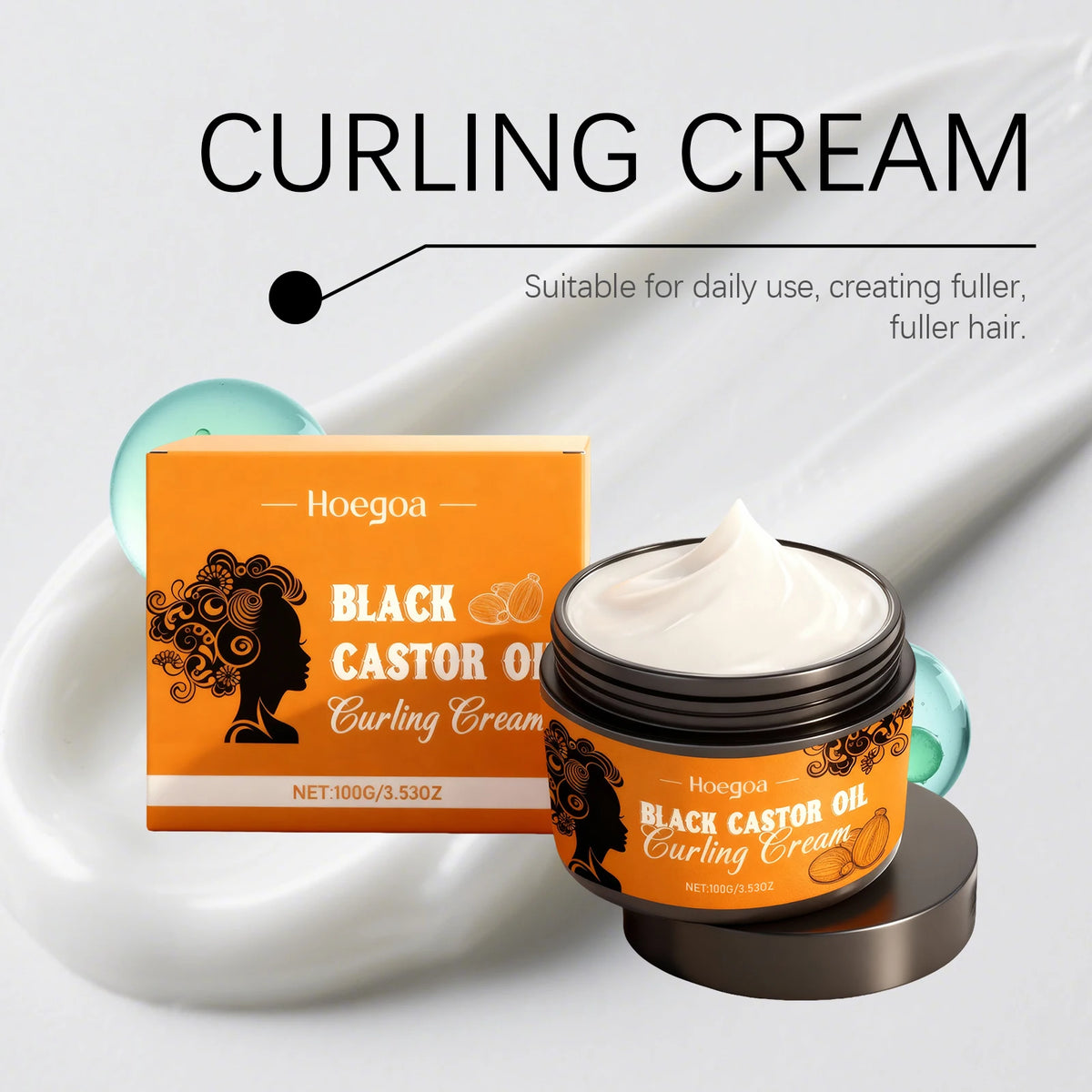 HOEGOA Curl Defining Cream – Frizz Control & Moisture Hold Curl Defining Cream QXL