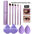 10-Pc Purple Makeup Brush Set with Sponge & Powder Puff Makeup Brush Set QXL PURPLE