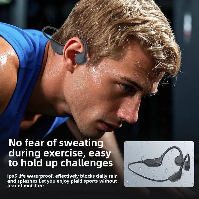 TIPSG Bone Conduction Headphones Bluetooth Sport Open-Ear Bone Conduction Headphones QXL